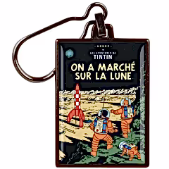 Explorers on the Moon Metal Keyring