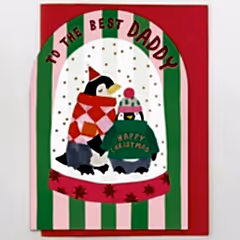 To The Best Daddy Penguins In Snow Globe Card