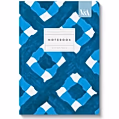 Playful Geometrics Blue Plaid Premium Perfect Bound A5 Notebook