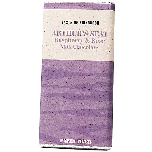 Arthur's Seat Raspberry & Rose Milk Chocolate Bar by Paper Tiger