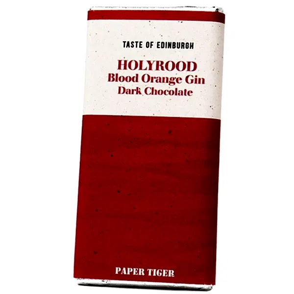 Holyrood Blood Orange Gin Dark Chocolate Bar by Paper Tiger