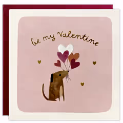 Valentine’s Day Dog and Balloons Square Card