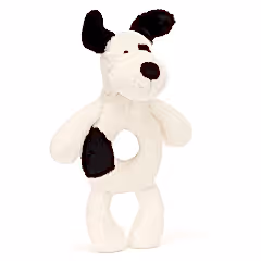 Jellycat Bashful Black and Cream Puppy Ring Rattle