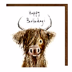 Fingal Highland Cow Birthday Card