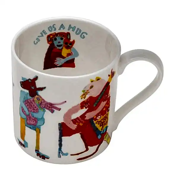 Hugging Animals, Fine Bone China Mug