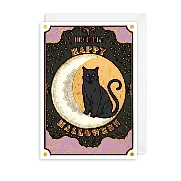 Happy Halloween Black Cat Card