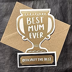 Best Mum Trophy Cut Out Card
