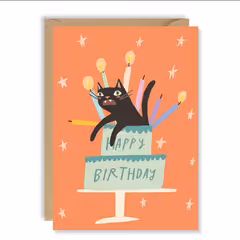 Crazy Cat Birthday Cake Card