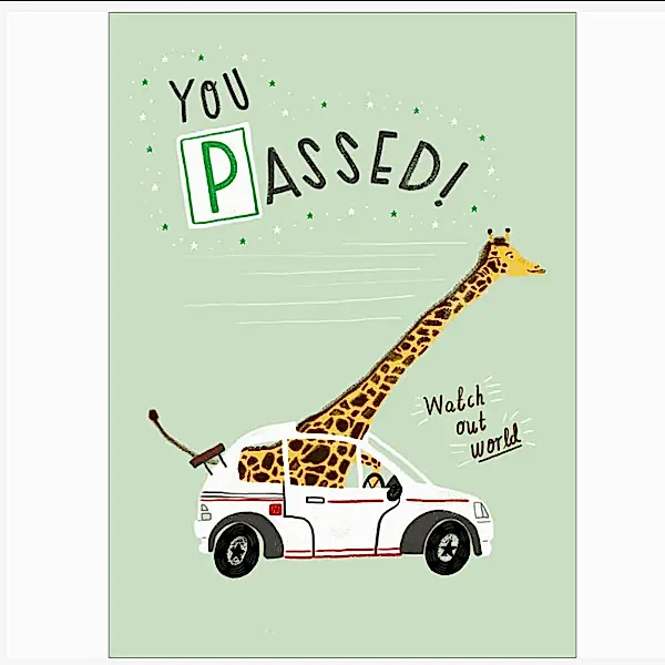 You Passed Driving Test Giraffe Card
