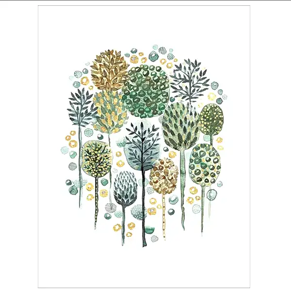 Watercolour Trees Card