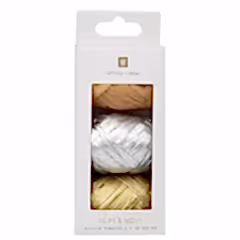 Raffia Ribbon Gold Silver and Kraft Pack of 3