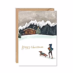 Winter Mountain Cabin Christmas Card