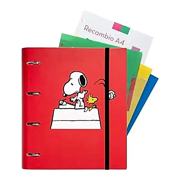 Snoopy 4 Ring Binder with Sheets and Dividers