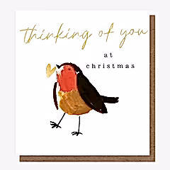 Thinking Of You At Christmas Robin Card
