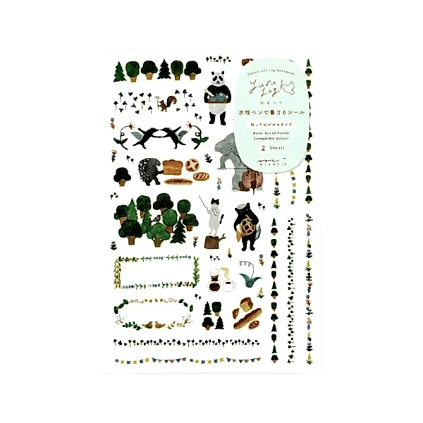 Midori Yuru Log Sticker Sheets Forest Animals