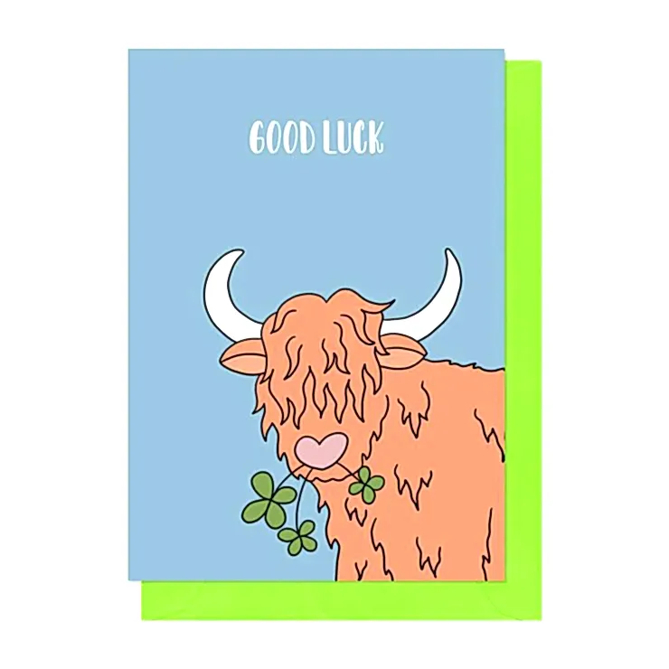Highland Cow Good Luck Card