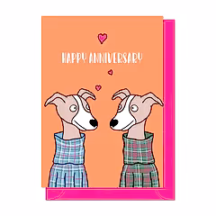 Dogs In Tartan Anniversary Card