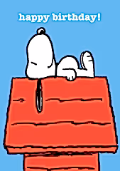 Snoopy on Kennel Happy Birthday Card