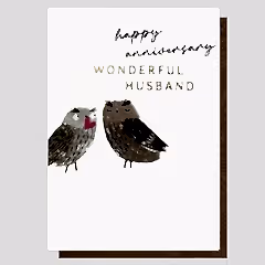 Happy Anniversary Wonderful Husband Owls Card