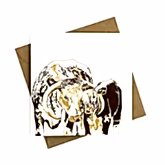 Longhorn and Baby Letterpress Card