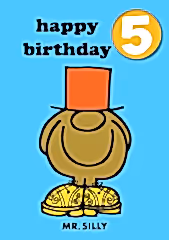 Mr Men Age 5 Badge Birthday Card
