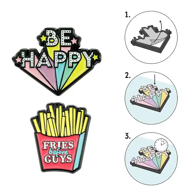 Cutie Set of 2 Metal Stickers - Be Happy