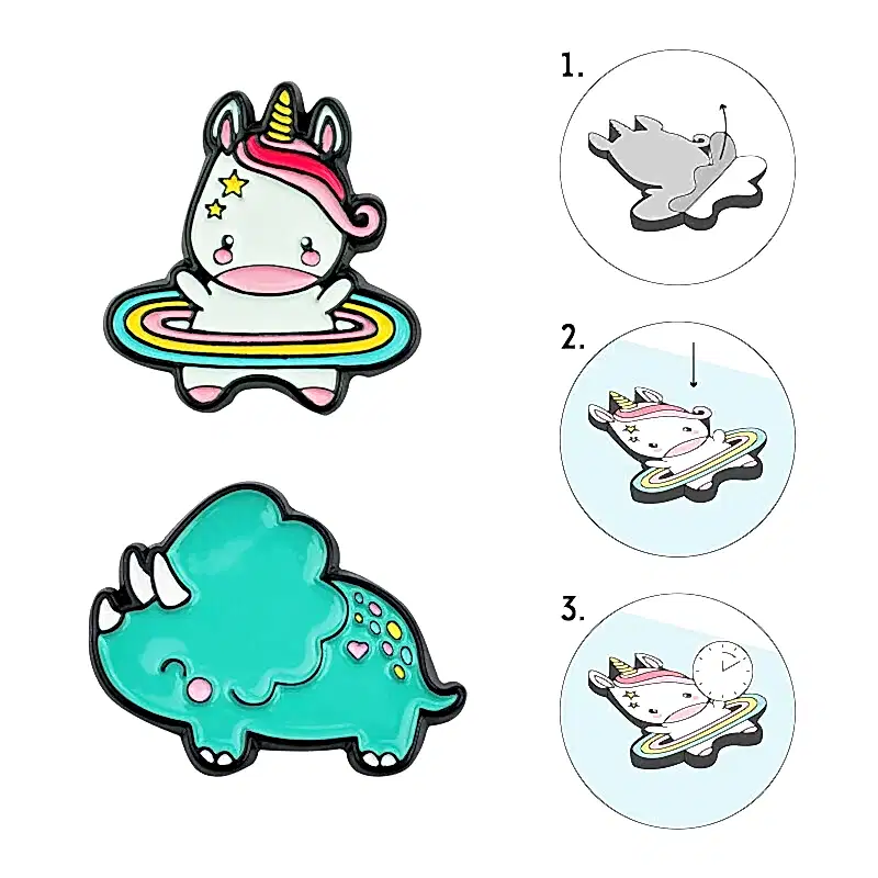 Cutie Set of 2 Metal Stickers - Unicorn