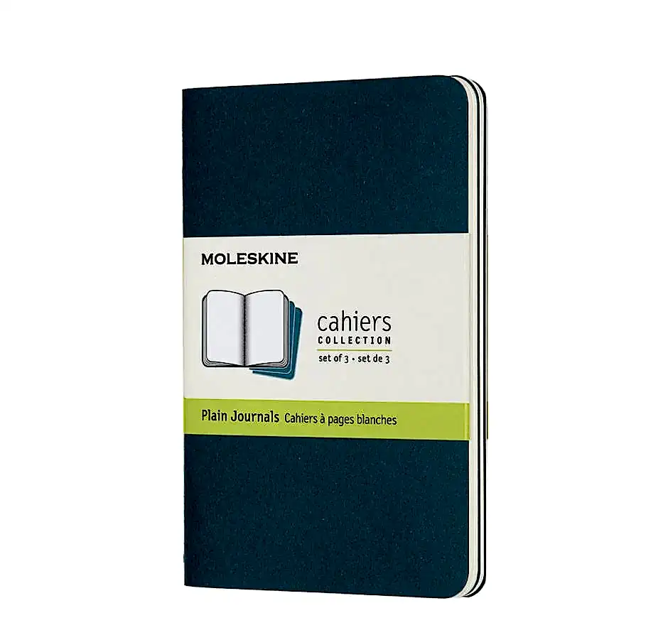Moleskine Cahiers Set of 3 Plain Pocket Journals Brisk Blue