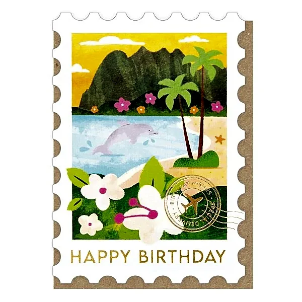 Hawaii Stamp Birthday Card