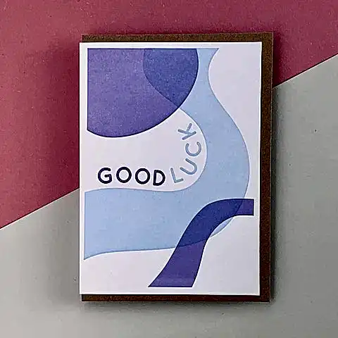Good Luck Blue Wave Card