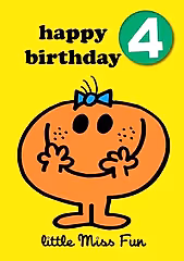 Little Miss Age 4 Badge Birthday Card