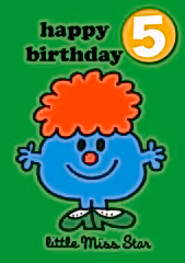 Little Miss Age 5 Badge Birthday Card