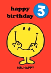 Mr Men Age 3 Badge Birthday Card