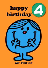 Mr Men Age 4 Badge Birthday Card