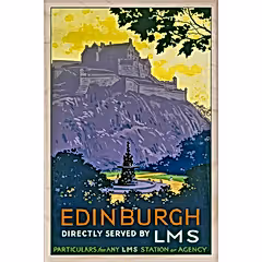 Edinburgh Castle Evening Wooden Postcard