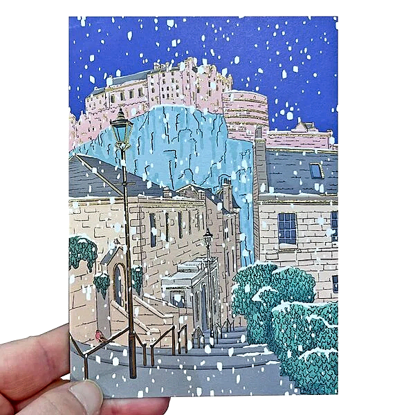 Edinburgh Vennel Gold Foil Christmas Card