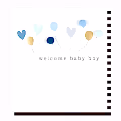 Welcome Baby Boy Pom Pom Balloons Card