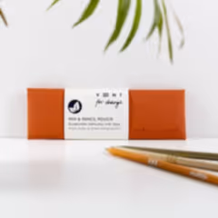 Orange Recycled Leather Pen and Pencil Pouch