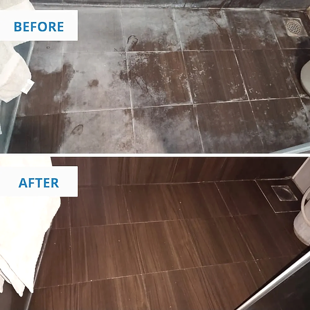 Bathroom Floor Cleaning Before and After