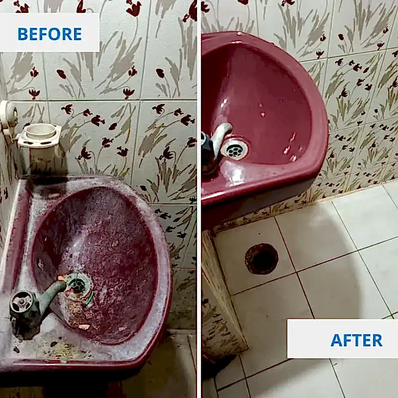 Bathroom Wash Basin Cleaning Before and After