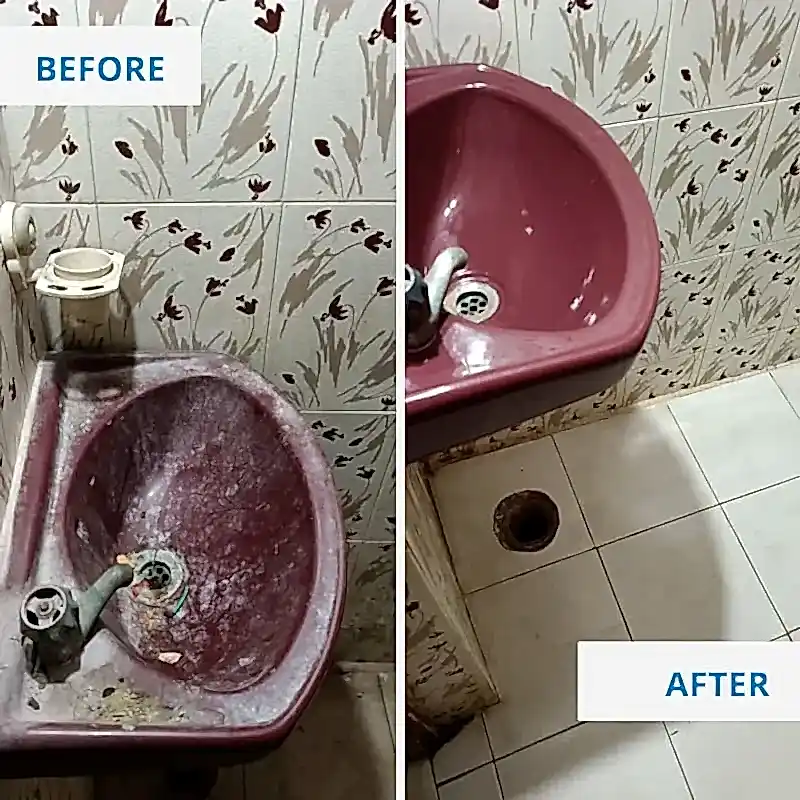 Bathroom Wash Basin Before and After By Clean Fanatics