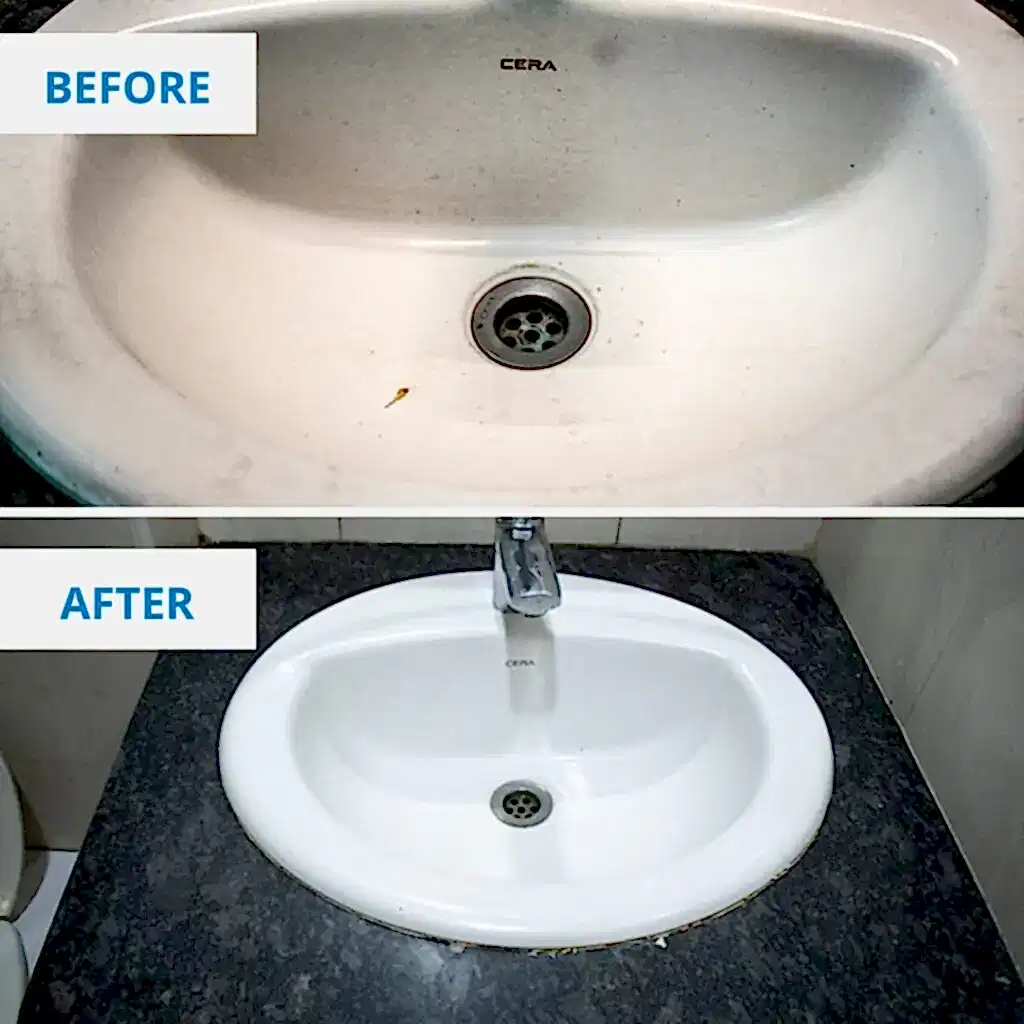 Bathroom Wash Basin Before and After By Clean Fanatics