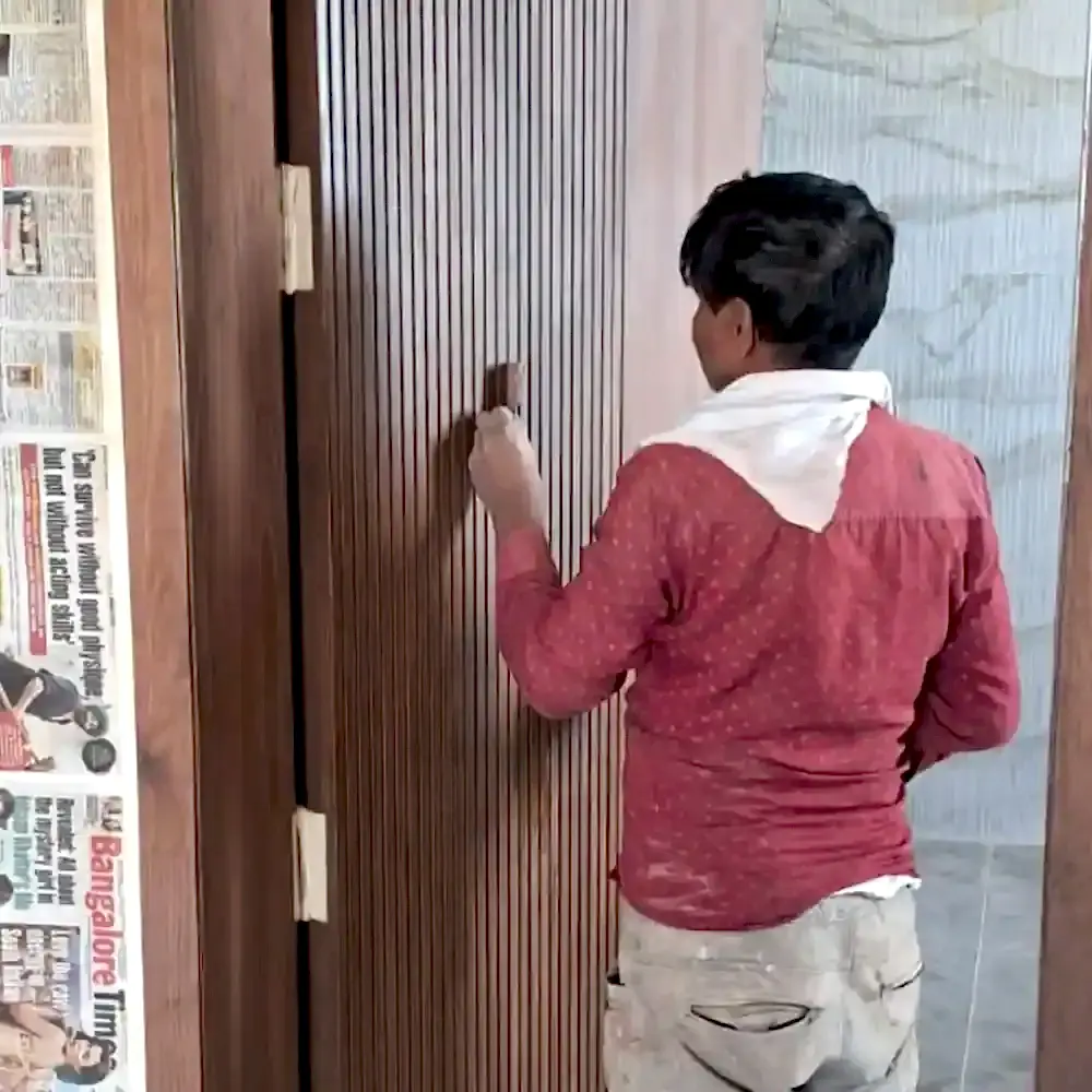 Clean Fanatics - Book Professional Cleaning Services Bangalore Professional Cleaning Services Wood polishing service in progress by Clean Fanatics technician